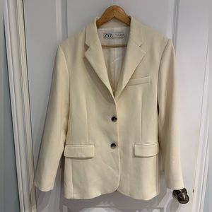 NWOT Zara neutral tone textured blazer L